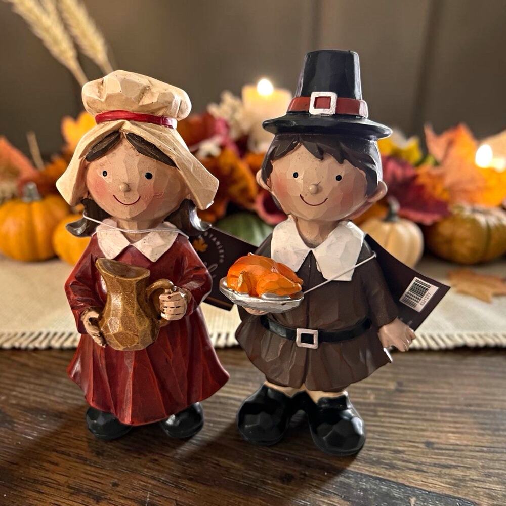 Pilgrim Fall Classics Robert Stanley Thanksgiving Resin Figurines 2pc 4" 3D